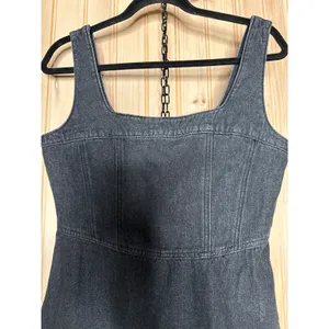 NWT Lulus So Delighted Washed Black Denim Corset Seam Mini Dress LBD Party Sz S thumbnail 5