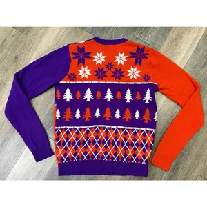 Clemson Tigers Ugly Christmas Sweater Womens Medium Purple Orange thumbnail 2