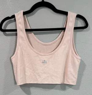 ALO Yoga Pale Pink Scoop Neck Crop Top thumbnail 1