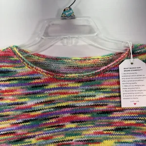 Womens Knit Bright Multicolor Pullover‎ Sweater Crew Neck Small thumbnail 7