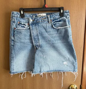 ZARA Asymmetrical Demin Mini Skirt thumbnail 1