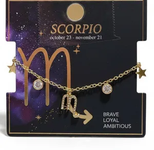 Scorpio‎ Zodiac Rhinestone Pendant Necklace Gold Tone Adjustable Celestial Star thumbnail 1
