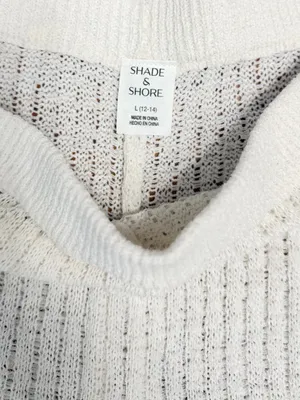 Shade & Shore Women’s L White Crochet Knit Wide Leg Cover Up Pants Beach Resort thumbnail 4