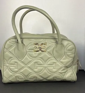 Sam Edelman Purse Bag Sage Green Quilted Faux Leather Satchel thumbnail 1