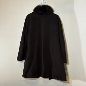 Saga Furs 1 Madison $495 Coat Wool Cashmere Brown Fox Fur Double‎ Breasted 8 thumbnail 6