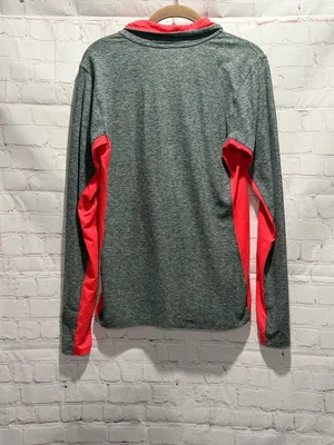 New Balance Gray‎ & Coral 1/4 Zip lightweight Performance Athletic Top Woman’s M thumbnail 3
