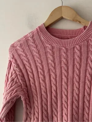 Aerie Pink Cable Knit Cropped Sweater thumbnail 3