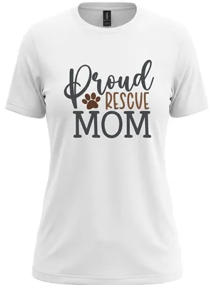 Gildan Women’s White Premium Quality “Proud Rescue Mom ” T-shirt Sz XL thumbnail 1