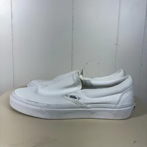 Vans Solid White Classic Slip On Low Top Casual Sneakers Canvas M5.5/W7 Retro thumbnail 4