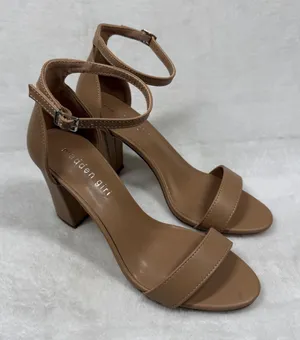 Madden Girl Beella Tan Nude Ankle Strap Block‎ Heel Sandals Women Size 8 thumbnail 1