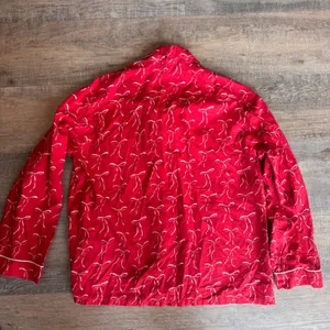 J.Crew Red White Bow Print‎ Cotton Pajama Set Womens Medium Long Sleeve Pants thumbnail 5