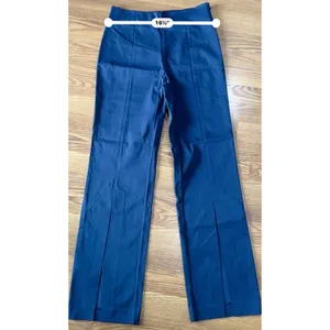 Jonathan Simkhai Midnight Black Front Slit Tailored Pants Small 6 Blue thumbnail 6