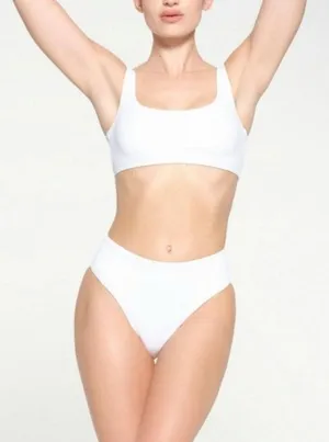SKIMS White Mid Waist Bikini Bottoms M thumbnail 1