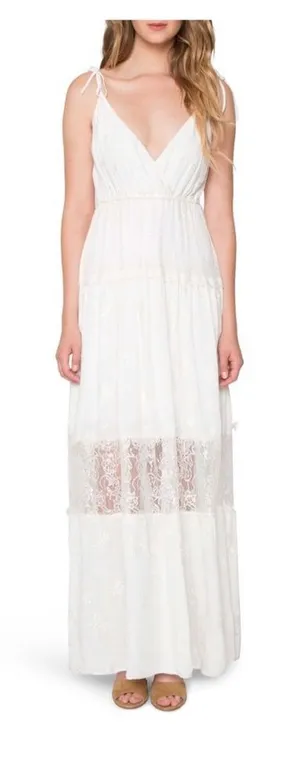 Nordstrom NWT Willow & Clay Lace Floral Maxi Dress Ivory M thumbnail 1