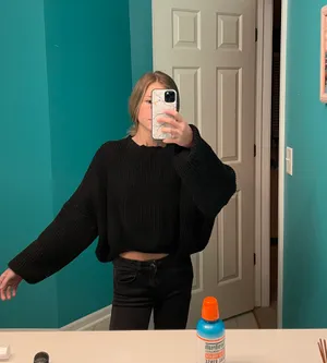 SheIn Black batwing sleeve oversized sweater thumbnail 3