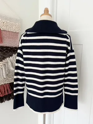 Aritzia Babaton Overseas Striped Sweater Blue White Sz XXS thumbnail 7
