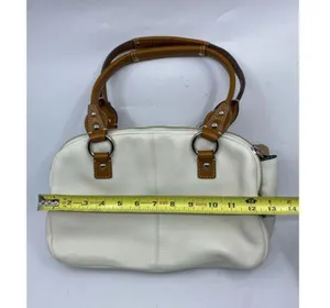 Coach Leather Medium Size White Brown Shoulder Bag thumbnail 7