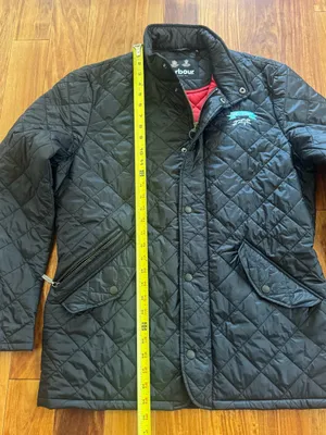 Barbour womens Quilted Jacket in Black with Red Lining Del Mar logo thumbnail 8