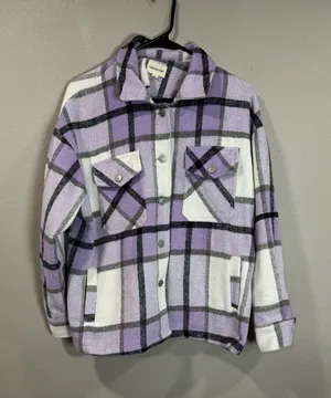 Plaid Lavender Shacket Jacket thumbnail 1
