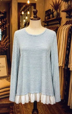 Altar'd State Ruffle Hem Long Sleeve Top thumbnail 1