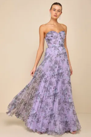 Lulus Most Beautiful Day Purple Floral Print Organza Maxi Dress Holiday Small thumbnail 1