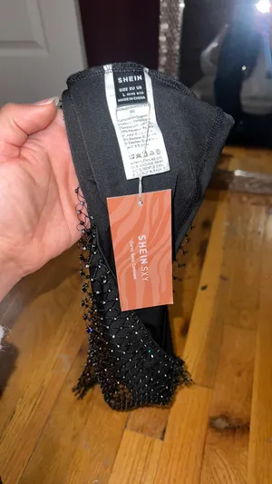 Shein Rhinestone Crop Top Black thumbnail 3