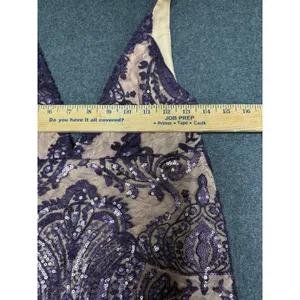 Free People Night Shimmer Sequin Mini Dress Purple Lace Nude Slip Size 0 $108.00 thumbnail 10