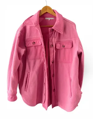 Women's English Factory Pink Fleece Teddy Jacket Size S thumbnail 1