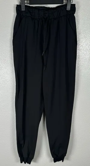 Lululemon Stretch High Rise Jogger Pants Womens Sz 6 Black Drawstring Athleisure thumbnail 1