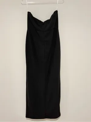Lulus After Hours Strapless Ruffled‎ Slit Maxi Dress HL1023 Black Size XL thumbnail 9
