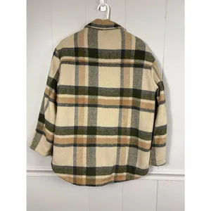 American Eagle Plaid Shacket Faux Fur Sherpa Lined Button Down Medium Jacket thumbnail 2