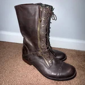 Love Moschino Brown Combat Boots Lace Up Euc Size 40 Us 9.5‎ thumbnail 2