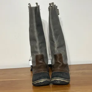 Sorel Slimboot Grey Brown Leather Tall Waterproof Winter Boots NL2007-051 6.5 thumbnail 3