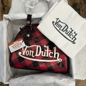 Von Dutch Mini Bowling Dome Satchel Handbag – Red & Black – NWT thumbnail 2