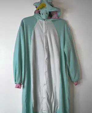Oversized Critter Costume Aqua and White Onesie Pajamas One Size Fits Most thumbnail 2
