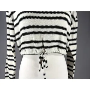 Aeropostale Striped Crop Top‎ Long Sleeve Drawstring Sweater Size S Preppy Y2K thumbnail 6