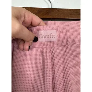 Comfrt Waffle Knit Lounge Pants Pink Wide Leg High Waisted XXS Loungewear thumbnail 3