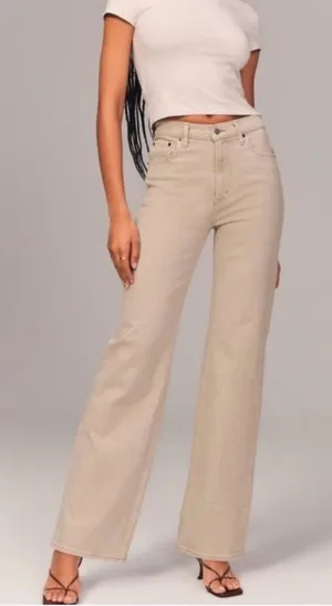 Abercrombie & Fitch Women's Tan Curve Love 90s Relaxed High Rise Jeans 8L thumbnail 1