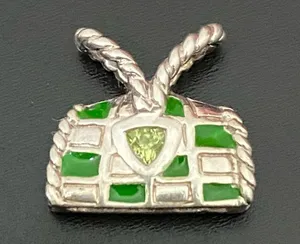 Sterling Silver 925 Green Enameled Peridot Birthstone Purse Bag Pendant 4g. thumbnail 7
