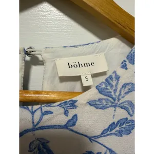 Bohme Blue‎ Floral Toile Ruffle Midi Dress Tie Waist Small thumbnail 14