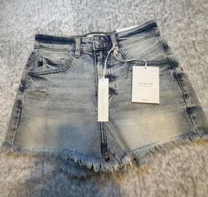 KanCan USA The HR Mom Short Light Wash Distressed Frayed Denim Shorts Size S NWT thumbnail 1