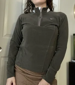 NIKE Half Zip Fleece Sweatshirt‎ Medium Olive Green thumbnail 1