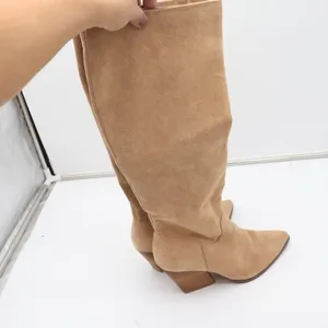 Oasis Society Womens Tan Faux Suede Pointed Toe Block Heel Knee High Boots 8.5 thumbnail 6