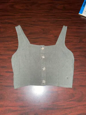 NWT  Button Front Cropped Tank Top thumbnail 1