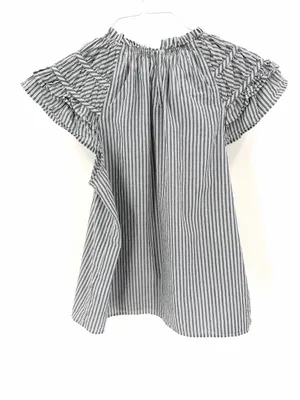 J.CREW Striped Flutter Sleeve Blouse 100% Cotton Blouse Top thumbnail 5