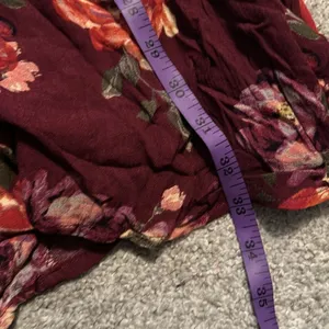 Altard State Burgundy Floral Ruffle Lace Sleeve Tunic‎ Dress Size L thumbnail 8