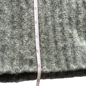 Women's Long Cardigan Sweater Gray Sz M Lambswool Ribbed Belted Open Front Cozy thumbnail 6