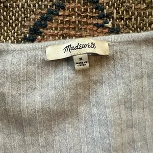 Madewell Pale Blue Ribbed Button Front Cardigan thumbnail 3