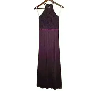 NWT David's Bridal F19608 Plum Long Lace Mesh High Neck Sz 2‎ thumbnail 2