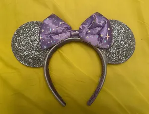 Disney Parks Tomorrowland Celestial Silver & Purple Minnie Mouse Ear Headband thumbnail 1